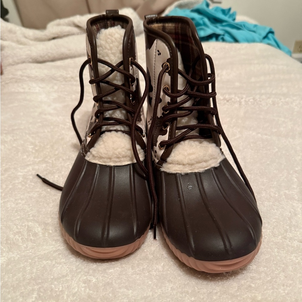 Simply southern cow print duck boots